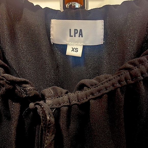 LPA x Revolve ruffle front bodysuit. Size: XS. Color: black. - Picture 3 of 4